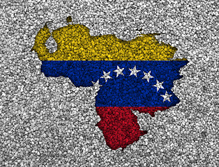 Image showing Map and flag of Venezuela on poppy seeds