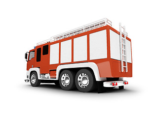 Image showing Firetruck isolated back view