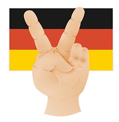 Image showing hand showing peace sign and flag of germany