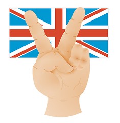 Image showing hand showing peace sign and flag of united kingdom