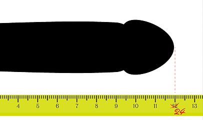 Image showing black silhouette of penis with measuring tape
