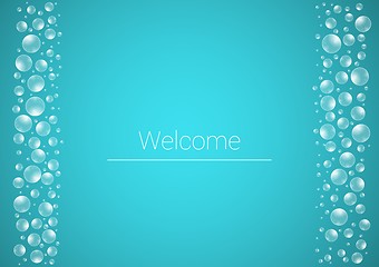 Image showing water drops on blue background with Welcome text