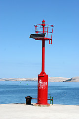 Image showing Small red lighthouse along Adriatic coasts