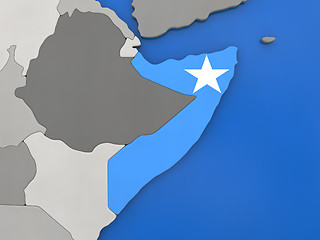 Image showing Somalia on globe
