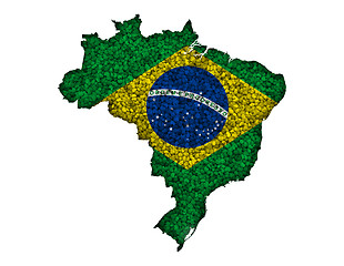 Image showing Map and flag of Brazil on poppy seeds