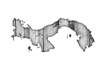 Image showing Map of Panama on weathered wood