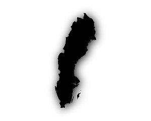 Image showing Map of Sweden with shadow