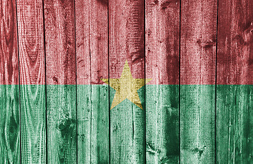 Image showing Flag of Burkina Faso on weathered wood