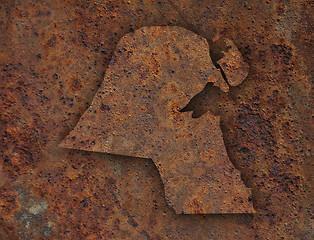 Image showing Map of Kuwait on rusty metal