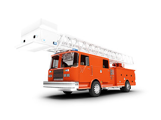 Image showing Firetruck long isolated front view