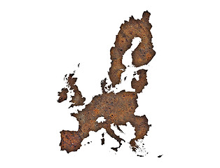 Image showing Map of the EU on rusty metal