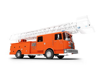 Image showing Firetruck long isolated front view