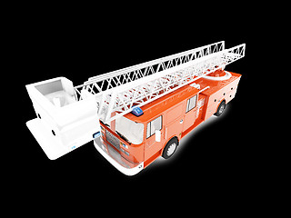 Image showing Firetruck long isolated front view