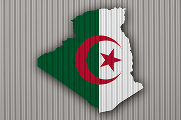 Image showing Map and flag of Algeria on corrugated iron