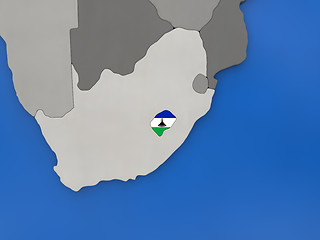 Image showing Lesotho on globe