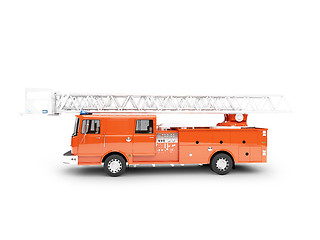 Image showing Firetruck long isolated side view