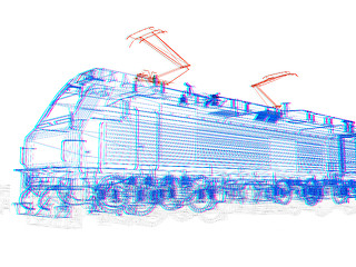 Image showing train.3D illustration. Anaglyph. View with red/cyan glasses to s