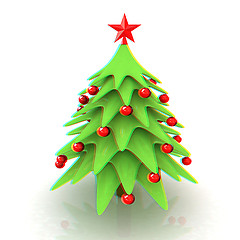 Image showing Christmas tree. 3d illustration. Anaglyph. View with red/cyan gl