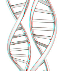 Image showing DNA structure model. 3d illustration. Anaglyph. View with red/cy