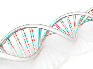 Image showing DNA structure model. 3d illustration. Anaglyph. View with red/cy