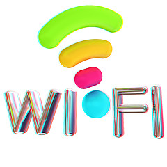 Image showing color wifi icon. 3d illustration. Anaglyph. View with red/cyan g