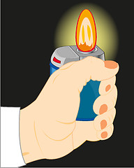 Image showing Hand with cigarette-lighter in the dark