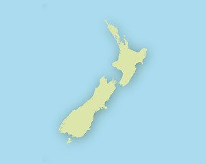 Image showing Map of New Zealand with shadow