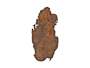 Image showing Map of Qatar on rusty metal