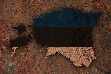 Image showing Map and flag of Estonia on rusty metal