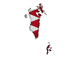 Image showing Map and flag of Bahrain on corrugated iron