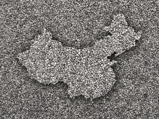 Image showing Map of China on poppy seeds