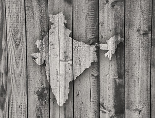 Image showing Map of India on weathered wood