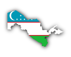 Image showing Map and flag of Uzbekistan