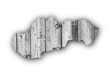 Image showing Map of Slovakia on weathered wood