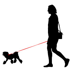 Image showing Silhouette of people and dog. illustration