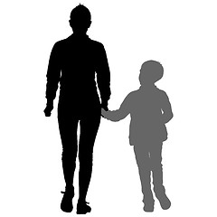 Image showing Silhouette of happy family on a white background. illustration.