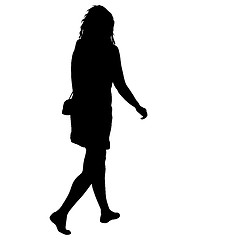 Image showing Black silhouette woman standing, people on white background