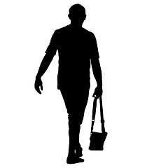 Image showing Black silhouette man standing, people on white background