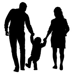 Image showing Silhouette of happy family on a white background