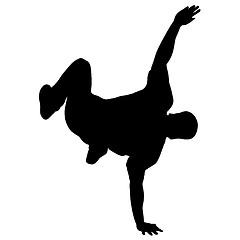 Image showing Black Silhouettes breakdancer on a white background