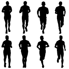 Image showing Set of silhouettes. Runners on sprint, men. illustration