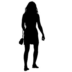 Image showing Black silhouette woman standing, people on white background