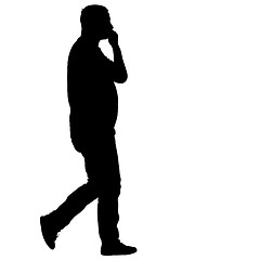 Image showing Black silhouette man standing, people on white background