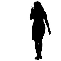 Image showing Black silhouette woman standing, people on white background