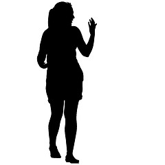 Image showing Black silhouette woman standing, people on white background