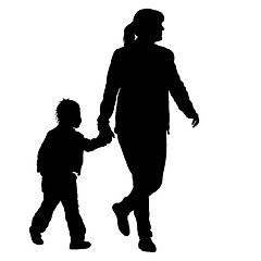 Image showing Silhouette of happy family on a white background