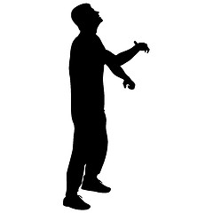 Image showing Black Silhouettes breakdancer on a white background