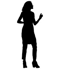 Image showing Black silhouette woman standing, people on white background