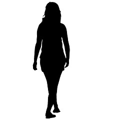 Image showing Black silhouette woman standing, people on white background