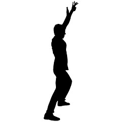 Image showing Black Silhouettes breakdancer on a white background